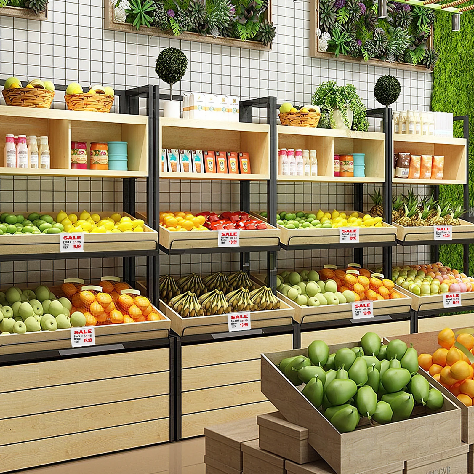 

60pcs Price Tag Sign Display Holder Labels Frame Shelves Stands PVC Retail Tabletop Transparent Double Line Hook Supermarket