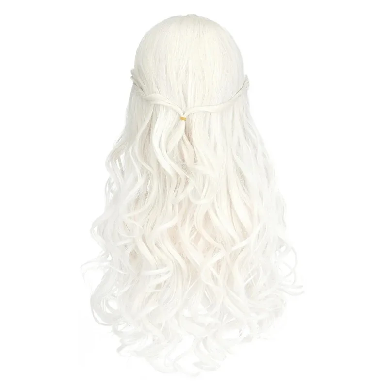 Weiße Königin Cosplay Perücke Halloween Alice im Wunderland 2-Spiegelabenteuer Lange lockige Perücke Anime Coser Süße Mädchenperücke Tägliche Party