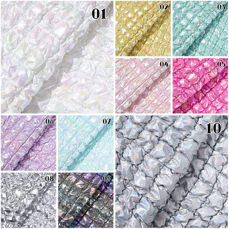 Picture 7: 100cm Waterproof 3D Bubble Quilted Puff PU Fabric Cotton Padded Embossed Plaid For DIY Coat Jacket Bag Car Upholstery Material