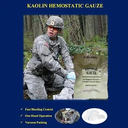 Kaolin Gauze Combat Hemostatic  Emergency Trauma Z-Fold Soluble For Ifak Tactical Military First Aid Kit Medical Wound Dressing