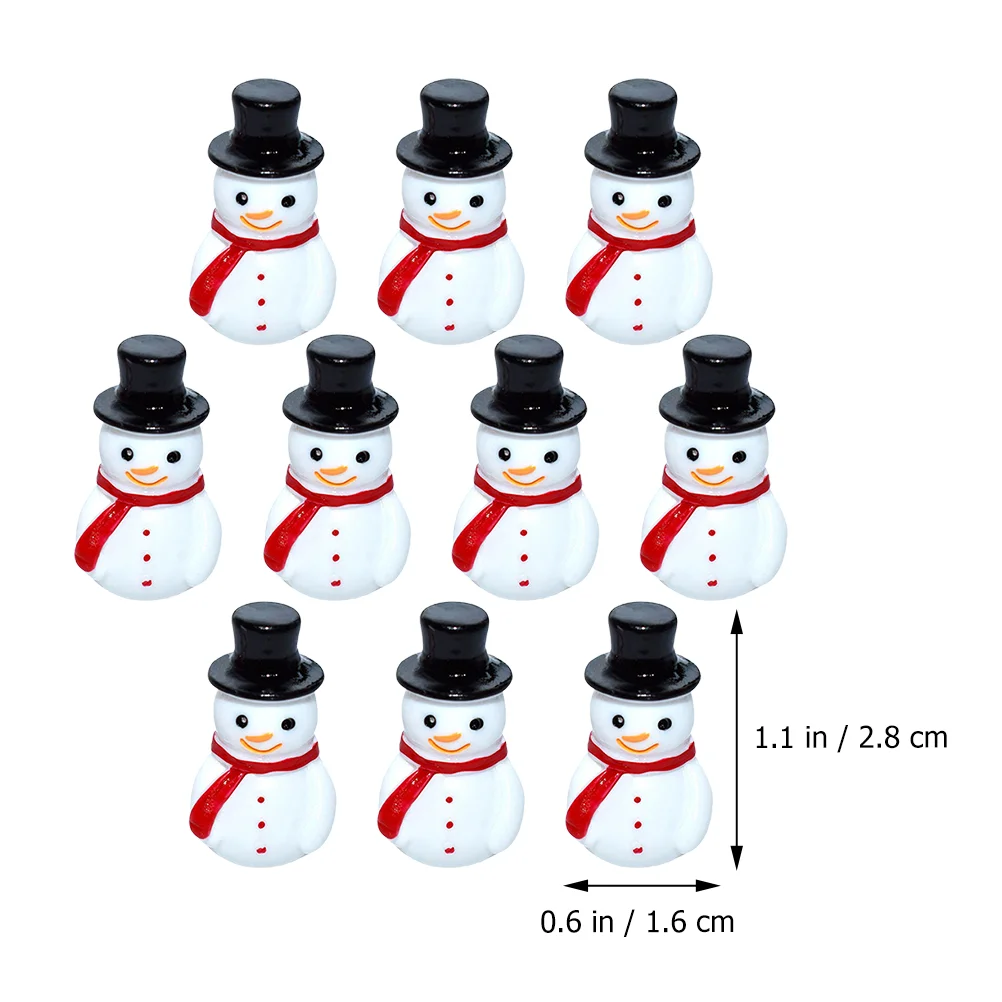 10 Pcs Mini Snowman DIY Christmas Decorations Resin Ornaments Luxury Joyful Xmas Craft Micro Landscape Adornment