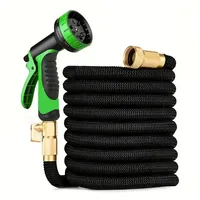 25-100FT American Standard U3/4 Telescopic Garden Hose, Multifunctional High-Pressure Car Wash Spray Gun, Garden Watering Set