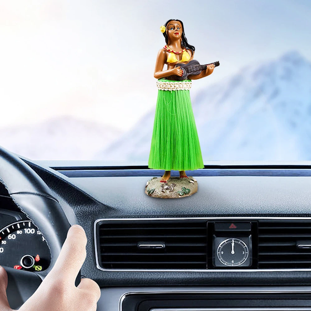 Vintage Hawaiian Dancing Girl Posing Dancer Figurines Resin Car Interior Ornaments Dashboard Doll Decoration Hawaiian Ornament