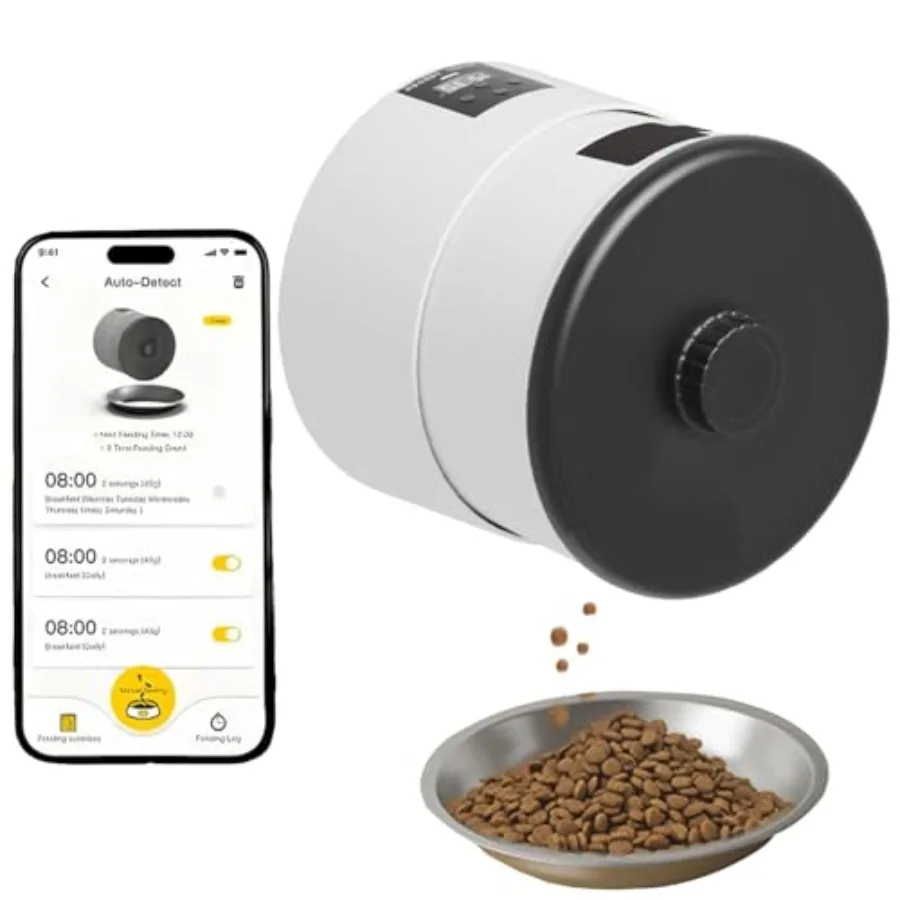 

Автоматическая подвесная кормушка для кошек с Wi-Fi, умный дозатор корма для животных, регулируемая по высоте, с таймером и управлением через приложение, 3 л, автоматическая подача корма