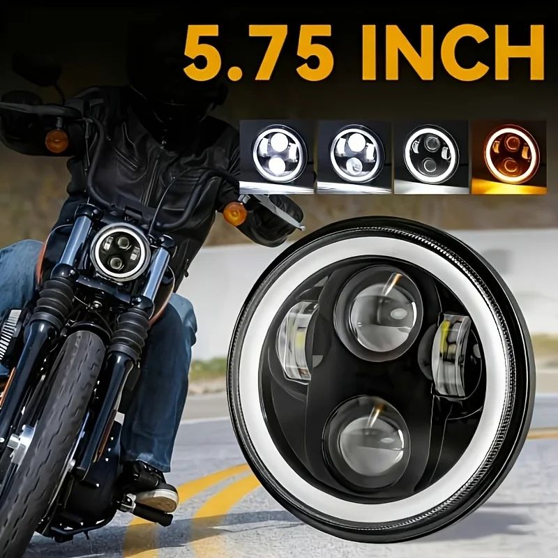 Faro Delantero de 5.75 Pulgadas (5 3/4") con DRL para Motocicleta Harley Dyna Iron 883 Street Bob FXDB VRSVD VRSCDX XG, Lámpara Redonda para Moto