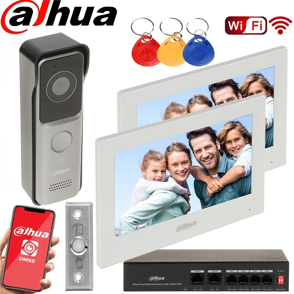 Mutil language Dahua VTO2311R-WP POE  WiFi Video Intercom camera kit IP Villa Door Station with 2pcs wifi Indoor Monitor