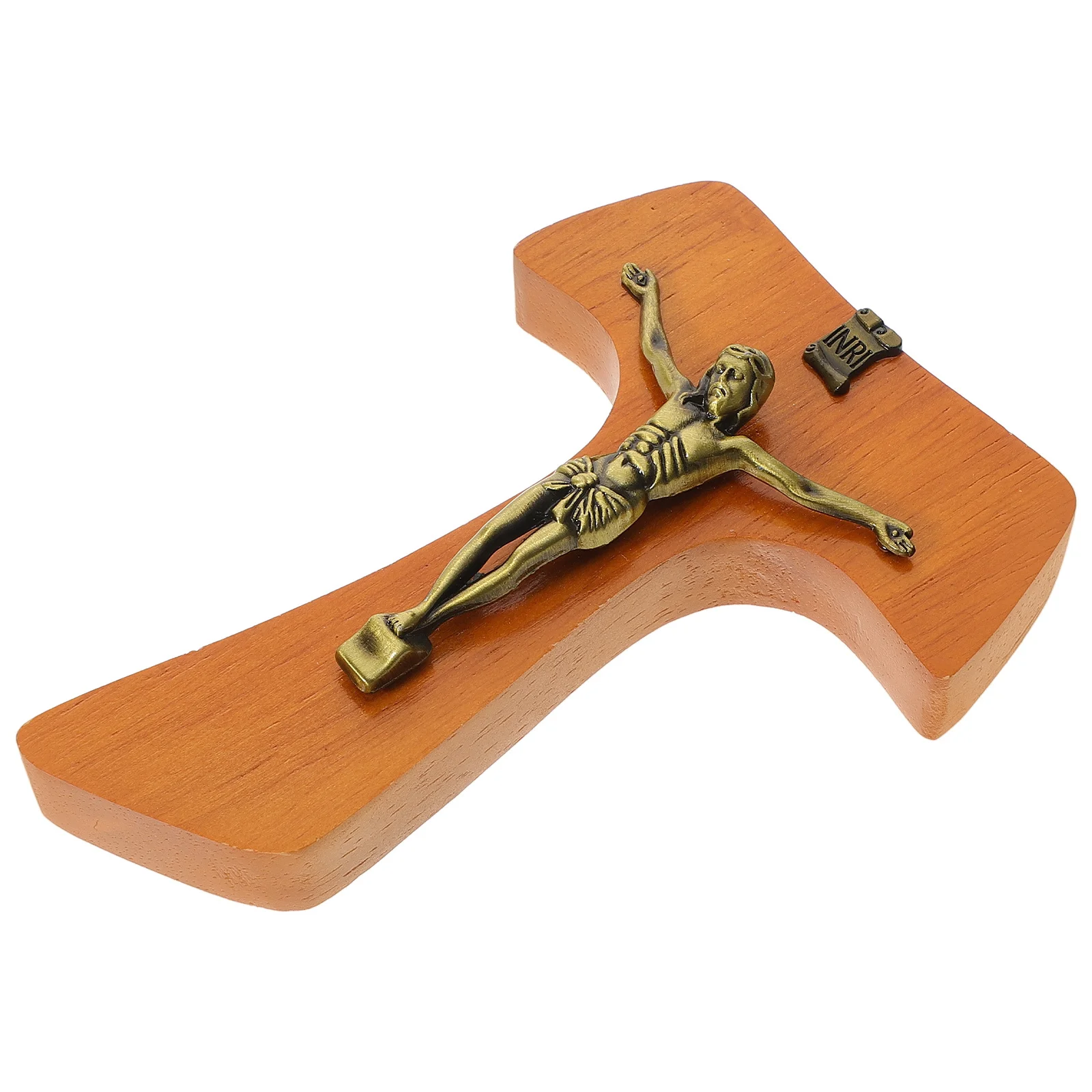 

Hand Carved Wooden Cross Decoration for Living Room Bedroom Church, Elegant T-Shaped Design for Centerpieces Or Table Display,