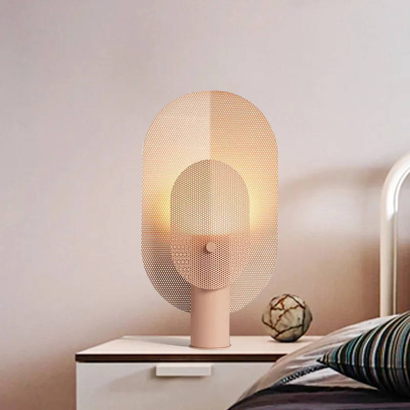

Postmodern Minimalist Grid Table Lamp Nordic Designer Iron Mesh Studio Bedside Bedroom Office Desk Home Decoration LED Lighting