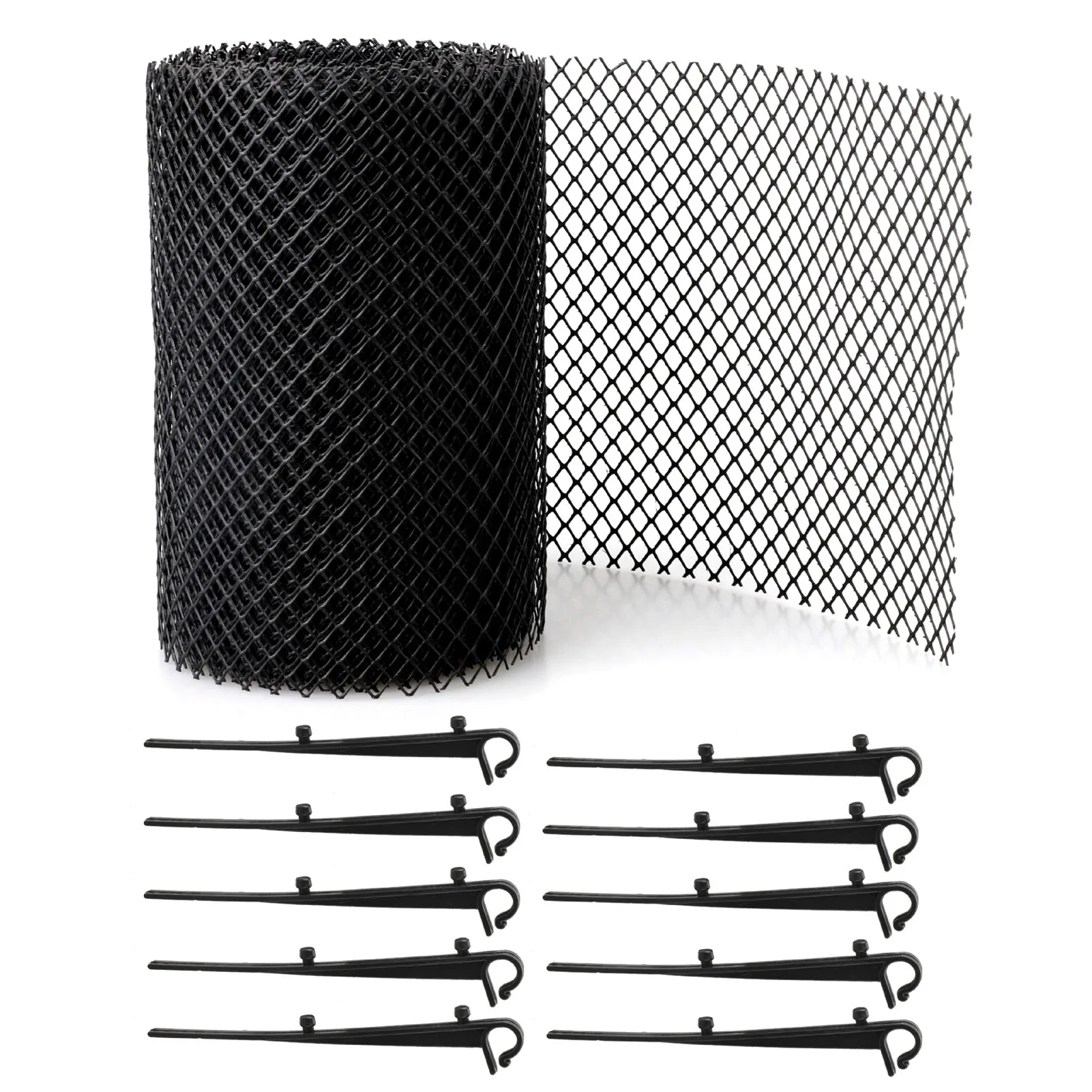 1 Roll Gutter Guard Mesh Garden Mesh Cover Flexible PP Balcony Drain Protector Adjustable Mesh Netting With Stakes for Home