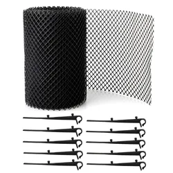 1 Roll Gutter Guard Mesh Garden Mesh Cover Flexible PP Balcony Drain Protector Adjustable Mesh Netting With Stakes for Home