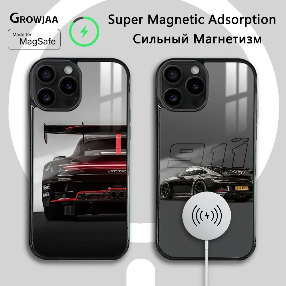 Cool Sports Super Car 911 Phone Case Magnetic Phone Case For iPhone 16 15 14 13 12 11 Pro Max Plus Mini Magsafe Funda Cover