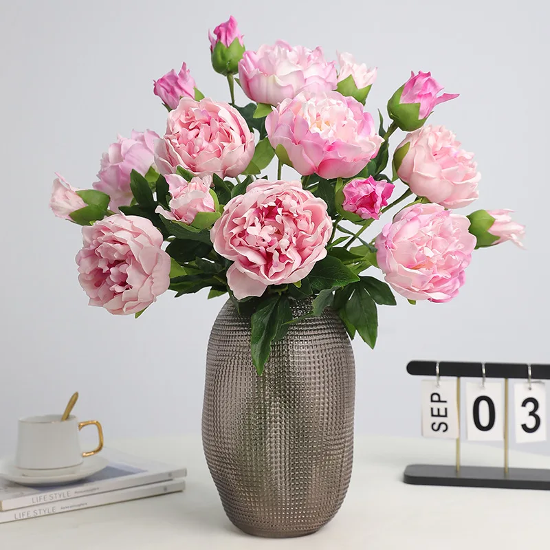 

4PC Silk Roses Artificial Flowers Wedding Home Festival Decoration Wreath Bridal Bouquets Table Vases Photography Props DIY Gift