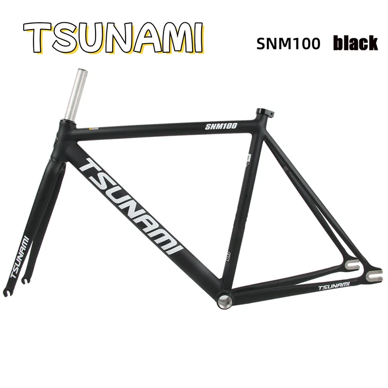 Fixie Bike Frame with Front Fork, Fixed Gear Frame, Aluminum Alloy Framework, Racing Bicycle Frame, Tsunami 100, 6061, 700C