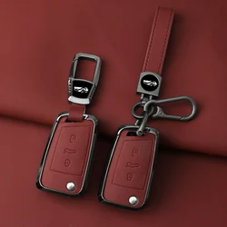 Zinc alloy Leather Car Key Case For VW Volkswagen Polo Golf 7 GTI MK7 Tiguan Passat For SEAT Ateca Leon For Octavia A7 Skoda