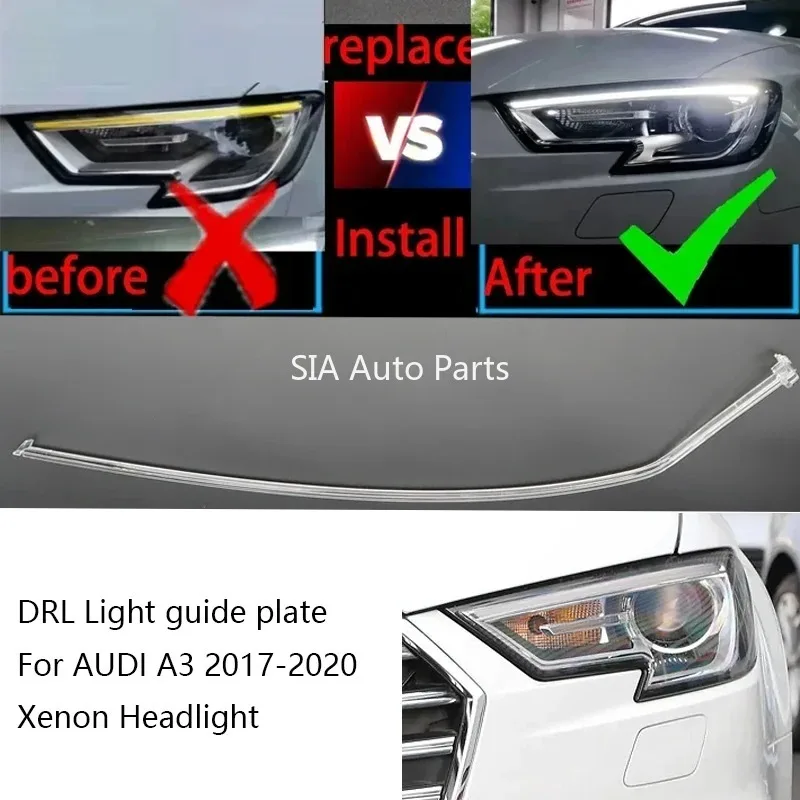 

For Audi A3 s3 2017-2020 DRL Aperture Headlight Guide Daytime Running Lights Tube Xenon Headlamp LED Light Bar White Light