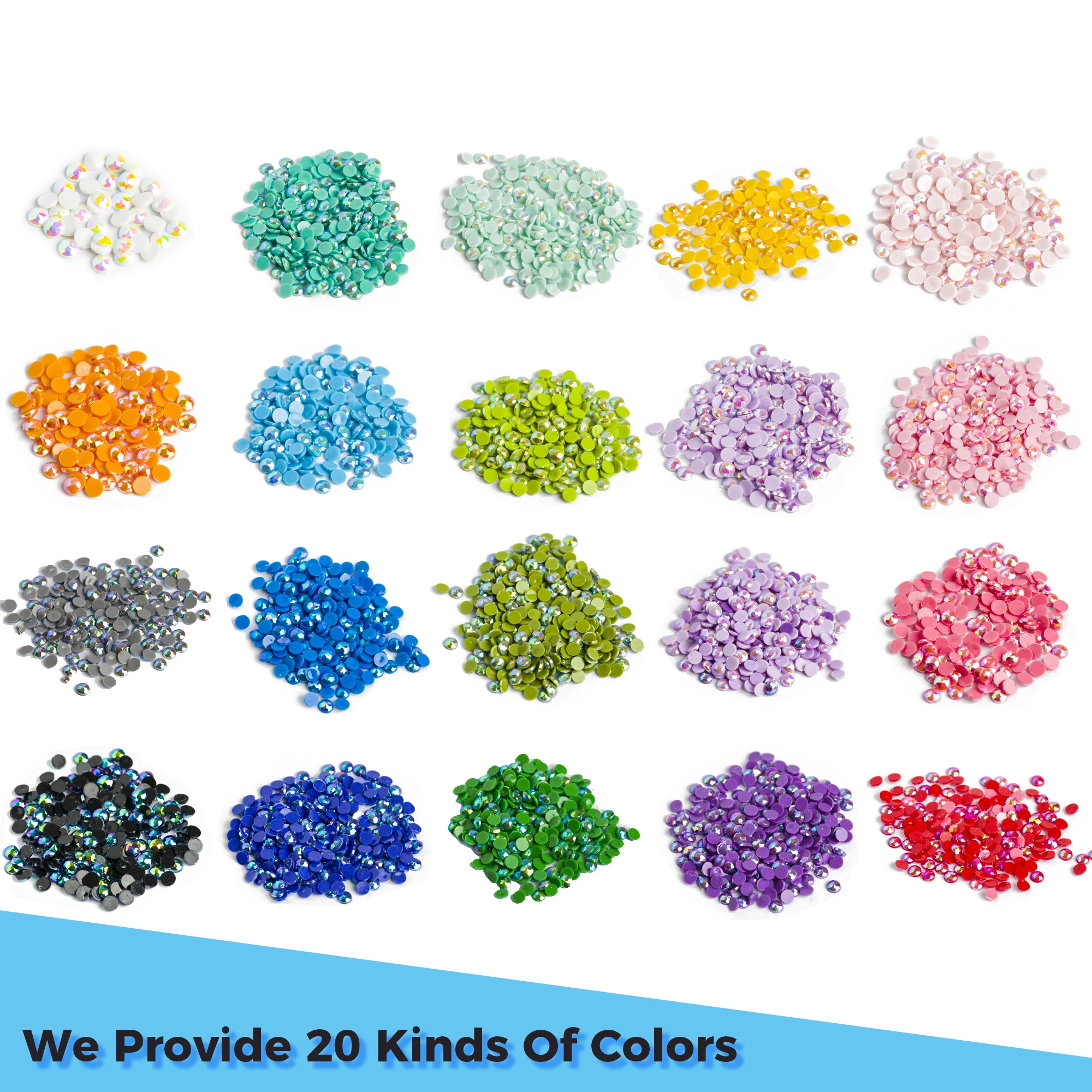 20 Colors Diamond Beads for 5D Diamond Painting Accessories, Resin AB Diamond Painting Drills Round 2.8MM