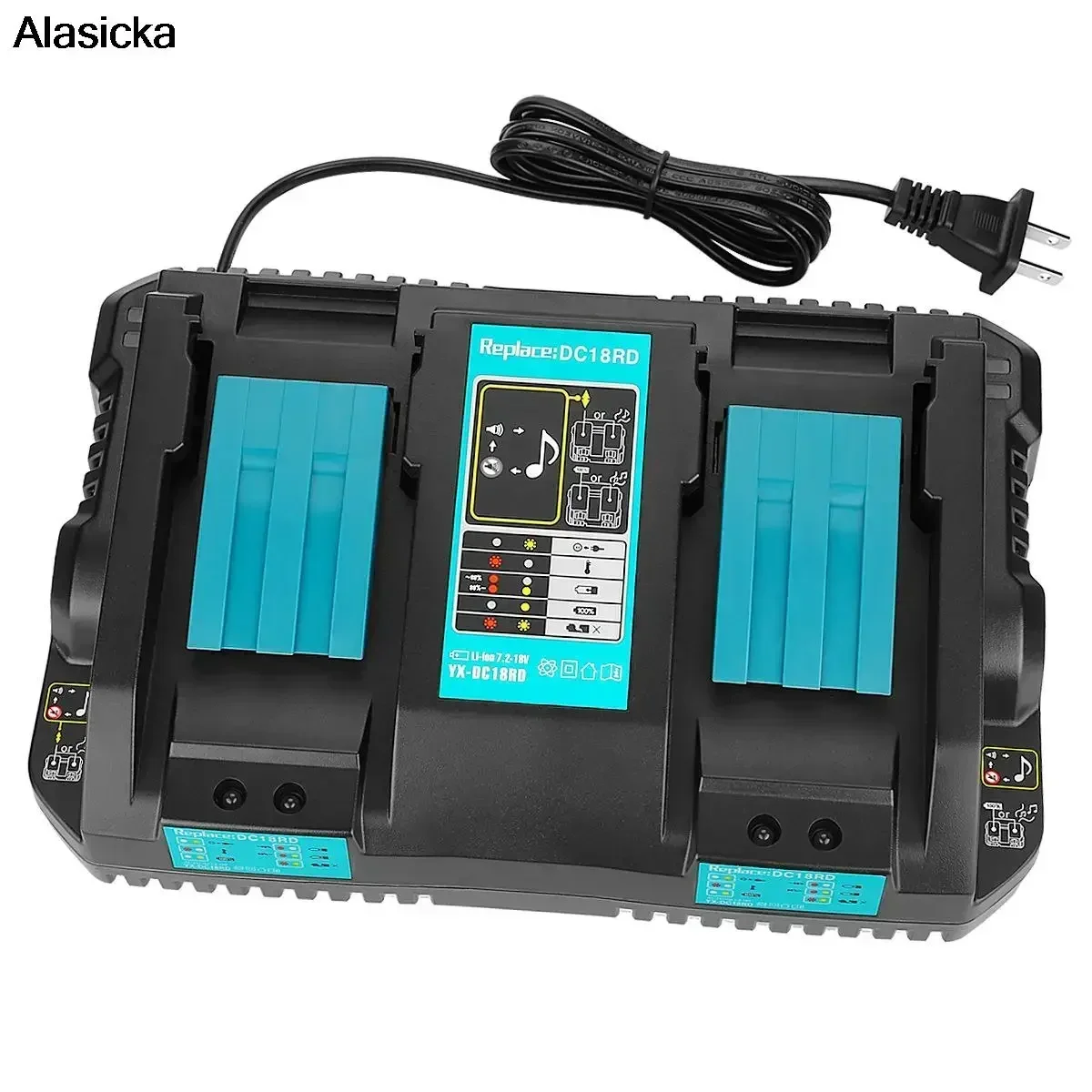 For Makita Charging Current 14.4V 18V BL1830 BL1815 Bl1430 BL1420 DC18RC DC18RD DC18RA Power Tool  4A Double Battery Charger