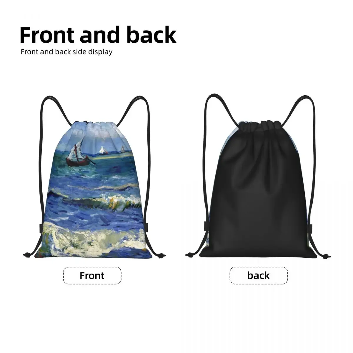 Custom Vincent Van Gogh Drawstring Backpack Women Men Sport Gym Sackpack Foldable Beach At Scheveningen Training Bag Sack