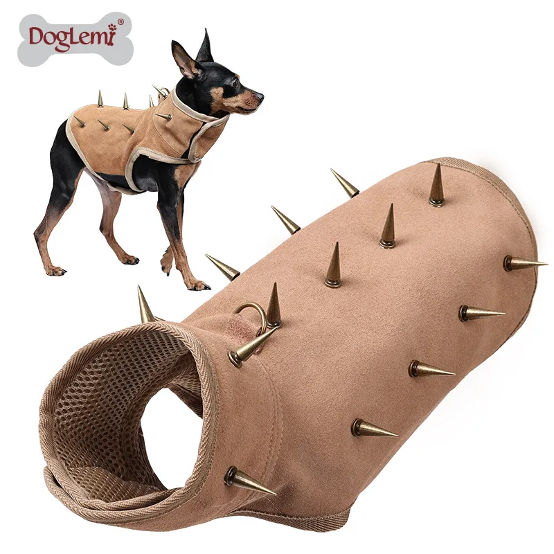 

DogLemi Pet Self-Defense Shield Vest Adjustable Rivets Pet Clothing Sharp Anti-Bite Breathable Dog Out Going Coats Jackets