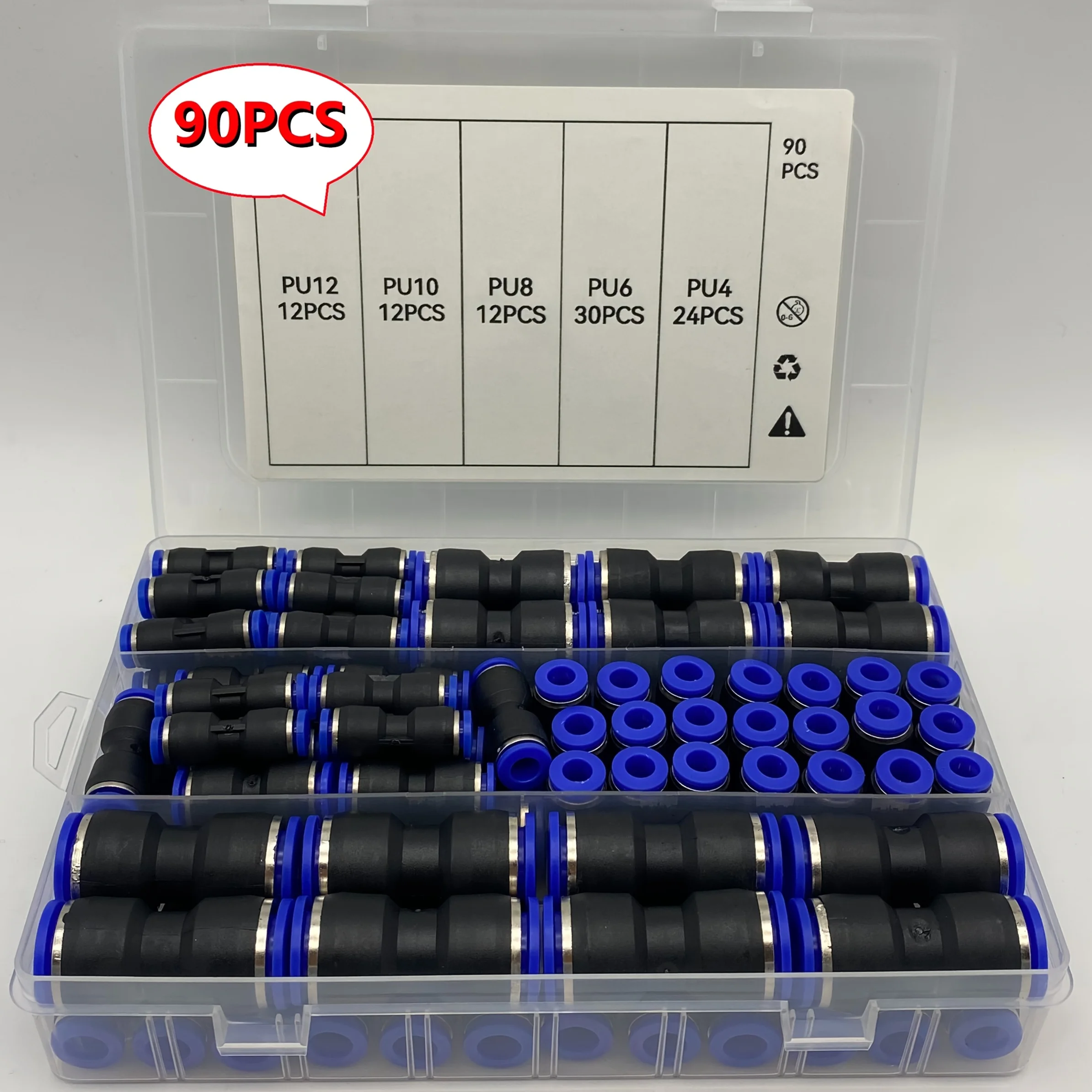 

Универсальный быстроразъемный комплект из 90 предметов — быстроразъемный фитинг для воздушного шланга для труб 4/6/8/10/12 мм — пластиковые разъемы с быстроразъемными фитингами для шлангов с крышкой