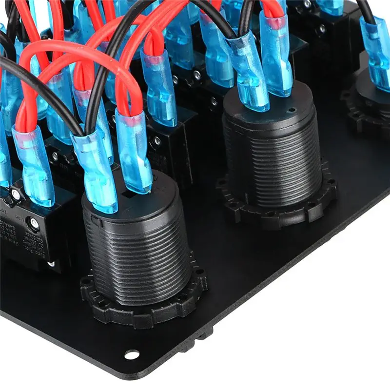Universal Car RV 6 Switch Panel 12/24V Rocker Panel Voltmeter USB Circuit Breaker Tester Light Toggle-ABQF