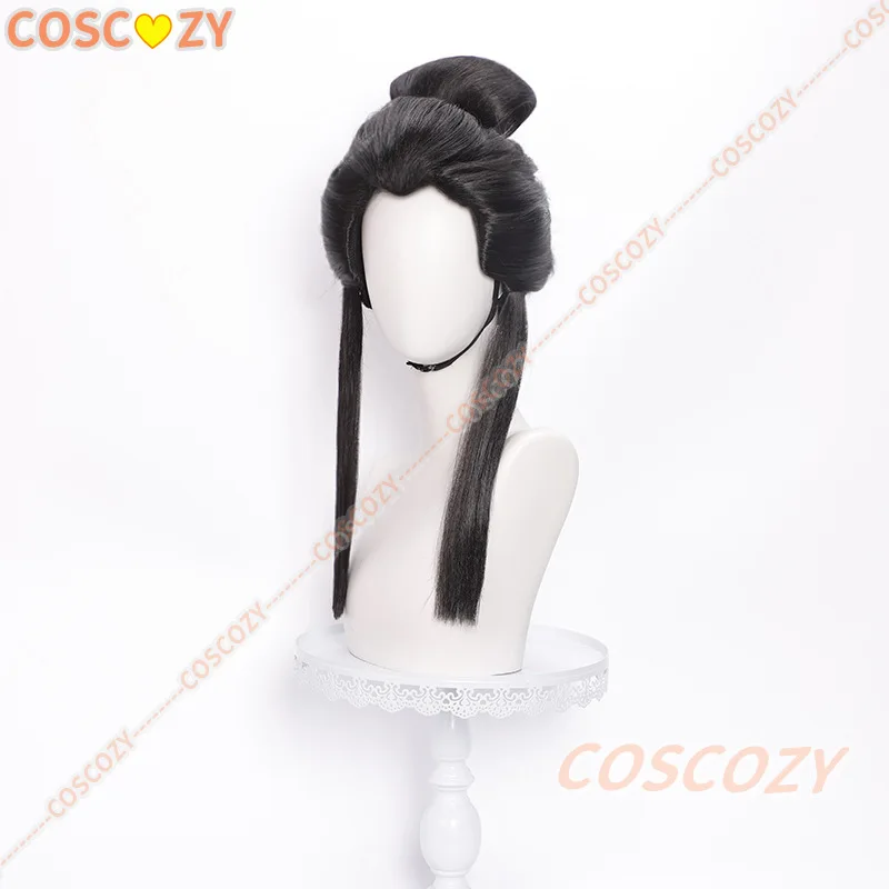 Identity V Geisha Michiko คอสเพลย์วิกผม Amber Tears สีดําผม Bun สไตล์โบราณ Hanfu วิกผมผู้หญิงหญิงชาย Party หมวกวิกผมฟรี