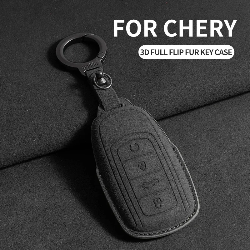 

Suede Car Key Case Protector Cover Remote Fob Holder Keychain For Chery Tiggo 8 Arrizo 5 7 Pro EQ7 5x 3x Tiggo 7 Gx Pro 2020