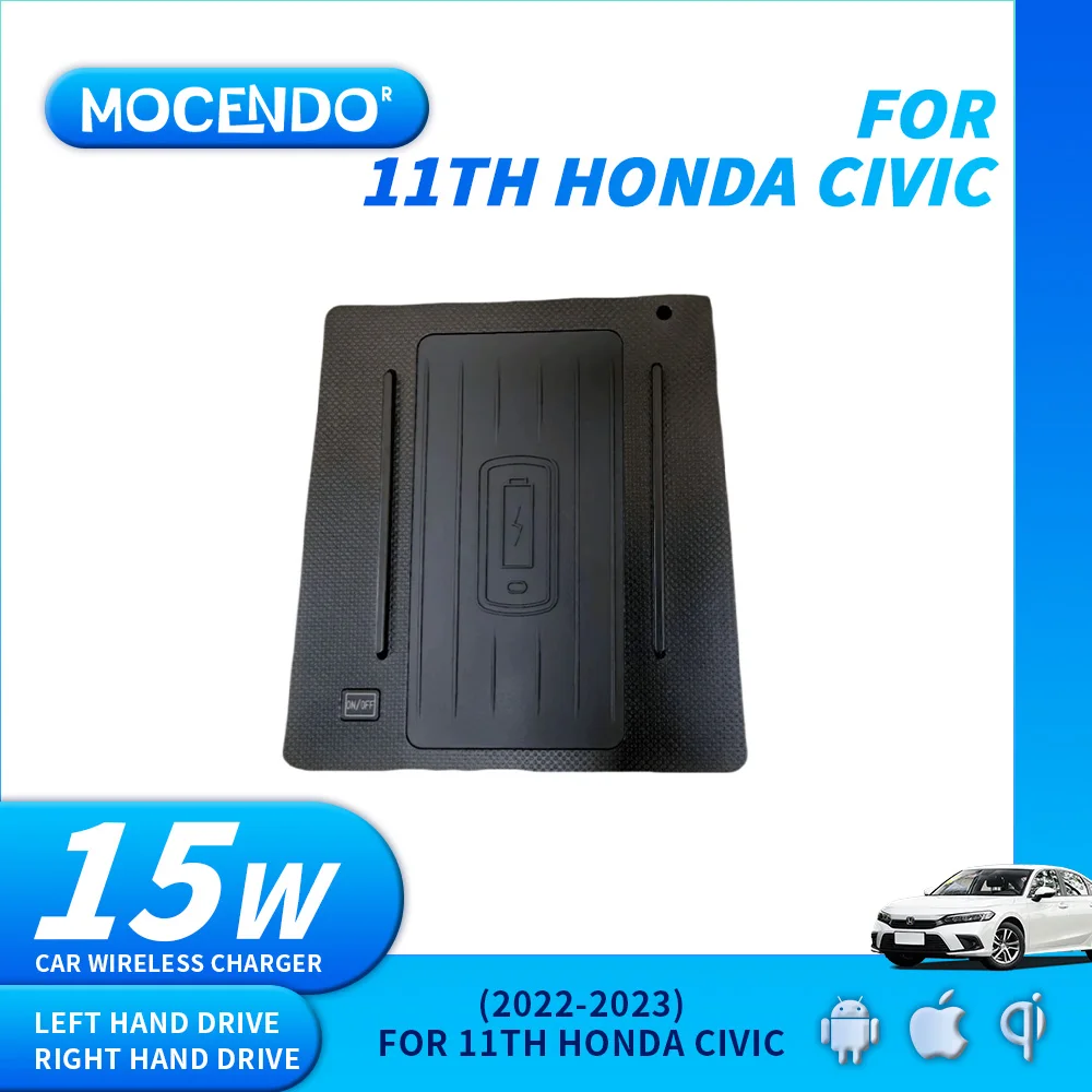 15w Fast wireless charger mat For Honda Civic 2022-2023 phone holder charging pad mobile mount plug and play interior