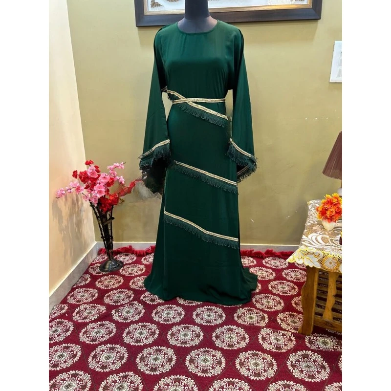 

Green Kaftan African Attire Bridesmaid Long Gown Party Wear Dress India & Pakistan Clothing