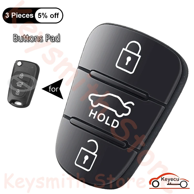 

KEYECU 3-кнопочный резиновый для Hyundai i20 i30 для Kia Solaris Rio Sorento Sportage Ceed, автоматический откидной ключ, дистанционные кнопки, накладка