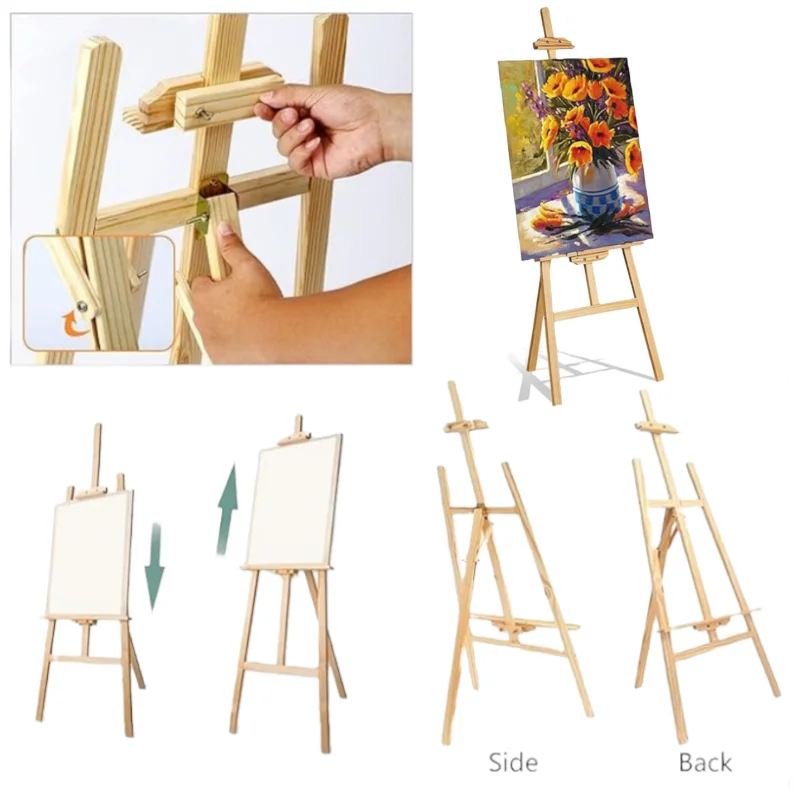 Adjustable Wooden Artist Easel Folding Pine Wood Stand