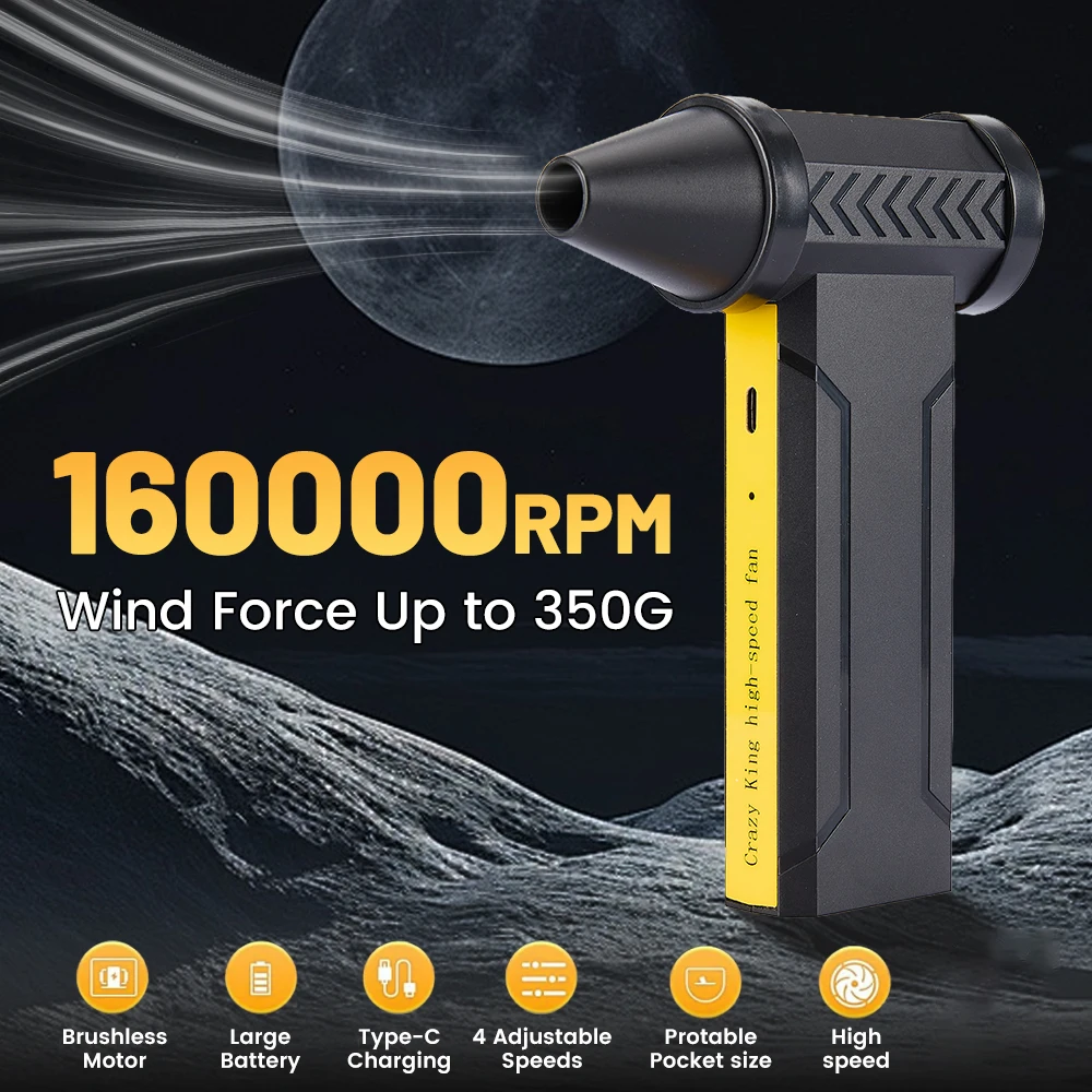 160000RPM Turbo Violent Fan Brushless Motor 10000mAh Electric Air Blower Jetdry Mini Air Duster Powerful Car Dust Cleaning Tools