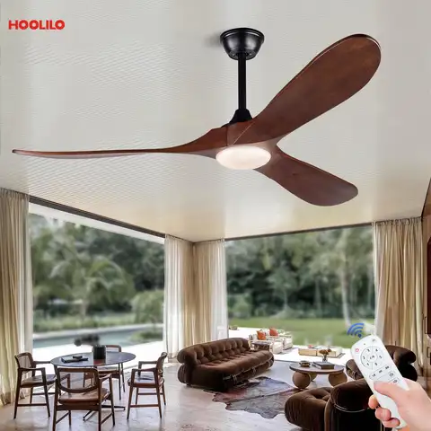 42 52 60 70 88 인치 목재 천장 팬(LED 조명 포함) 원격 제어 모터 6 속도 Ventiladores De Techo