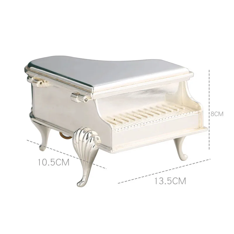 Creative Silver Color Piano Shape Metal Jewelry Box Princess Jewelry Organizer Birthday Wedding Gift Box Home Decoration