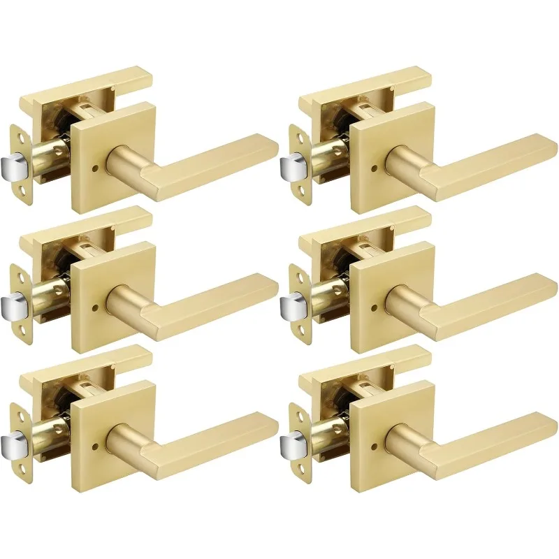 

Золотые дверные ручки для интерьера, цинковый сплав, матовое золото, внутренние дверные ручки для конфиденциальности для ванной комнаты, современная рычажная дверь для спальни