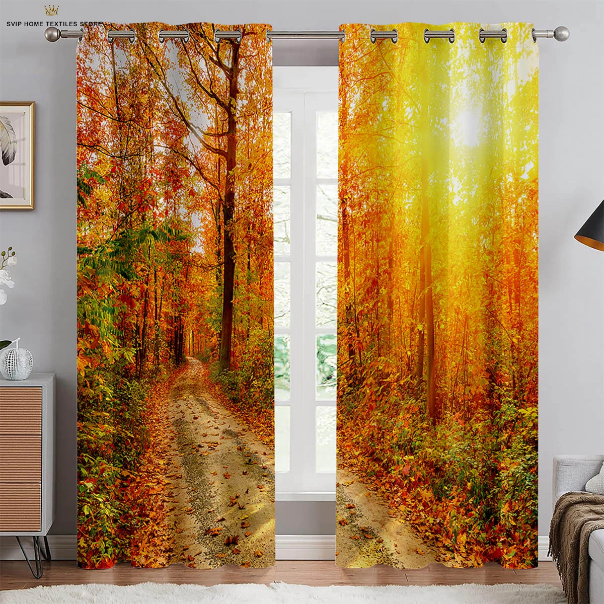 

Landscape Forest Autumn 3D Printing Curtains Bedroom Study Living Room Blackout Heat Insulation Curtains