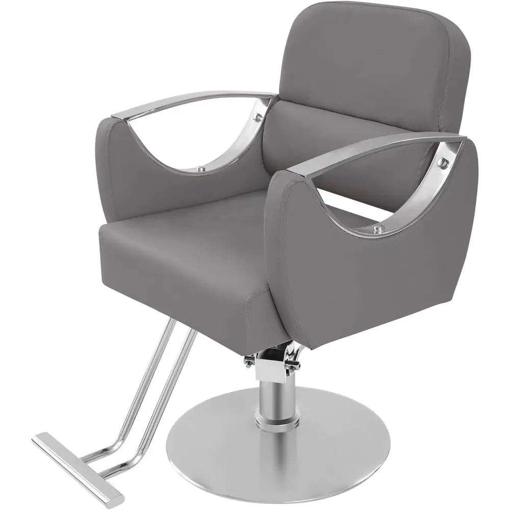 

Adjustable 360° Multifunction Hair Styling Chair for Beauty Salons and Home Use, 440lbs Capacity, Grey and Silver