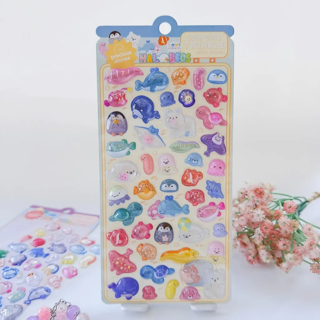 ثلاثية الأبعاد الحيوان البحرية تنقش كريستال ستيريو الأسماك ملصقات (4 قطع) DIY بها بنفسك Guka لوازم الشارات الزخرفية متجر عوالم أنيمي #3