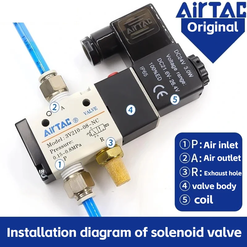 AirTAC Electromagnetic valve 3V210-08 3V310-10 2position 3way directional valve air valve 24V control valve 220V solenoid valve