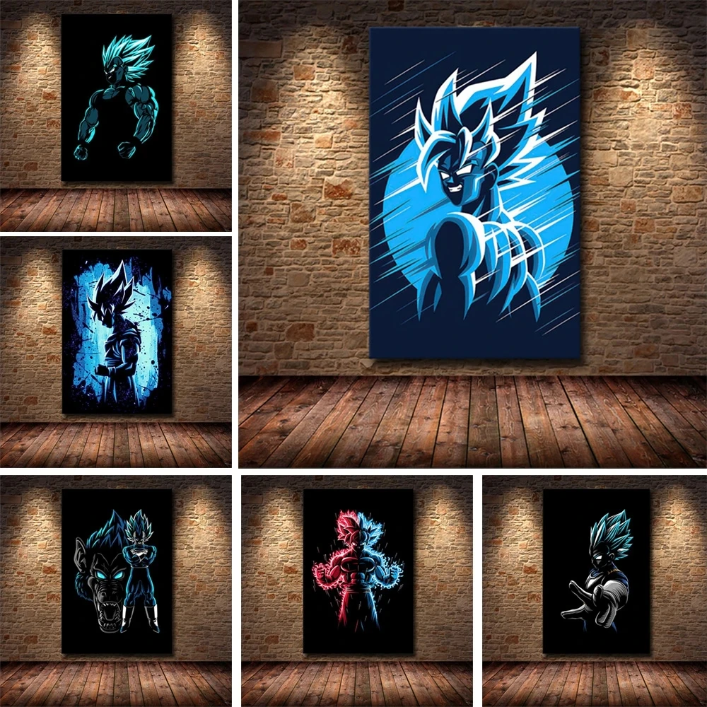 Super Saiyan Wall Painting Canvas Modular Pictures Dragon Ball Print Posters Kakarotto Home Decoration Artwork For Living Room