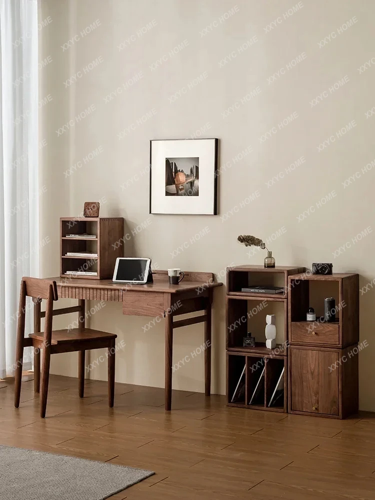 Lemari kombinasi gratis Rak buku kecil kayu solid Rak modern sederhana