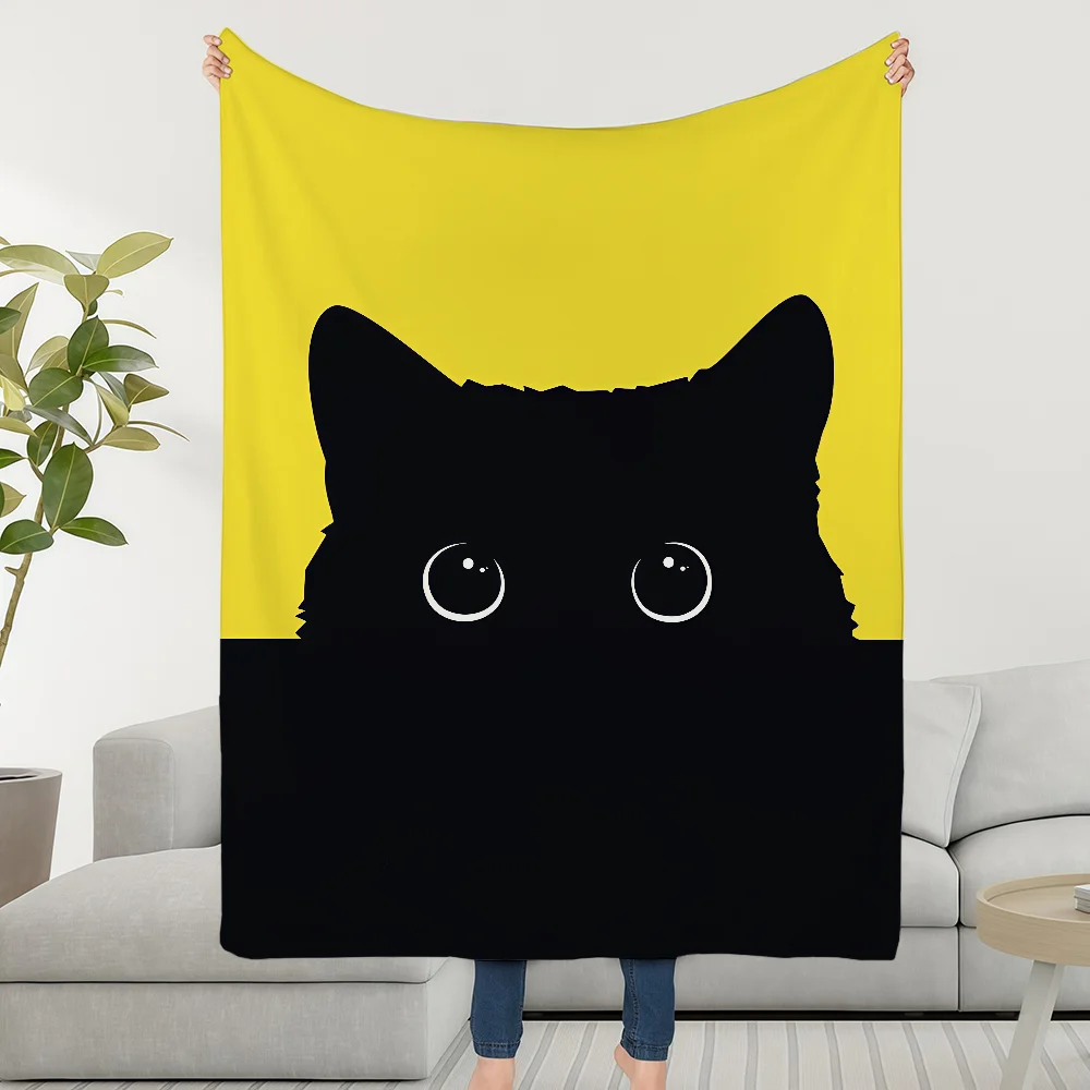 Decke Schwarz Niedlich Überwurf Cartoon Super Gemütlich Plüsch Wohnzimmer Katze Sofa Couch Kindisch Geburtstag Mode Geschenke