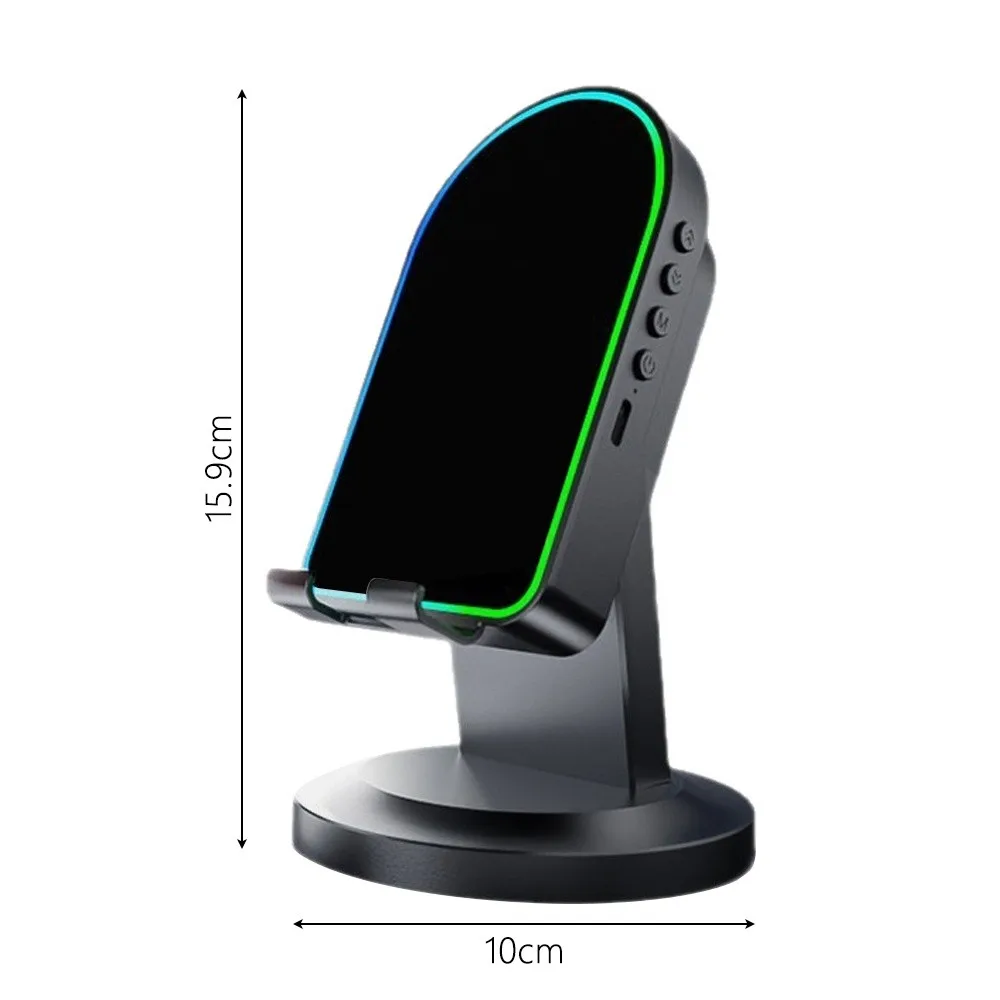 2 in 1 Induction Mobile Phone Holder Button Ambient Light Phone Stand HD Sound Multi-function Wireless Bluetooth Speaker Stand