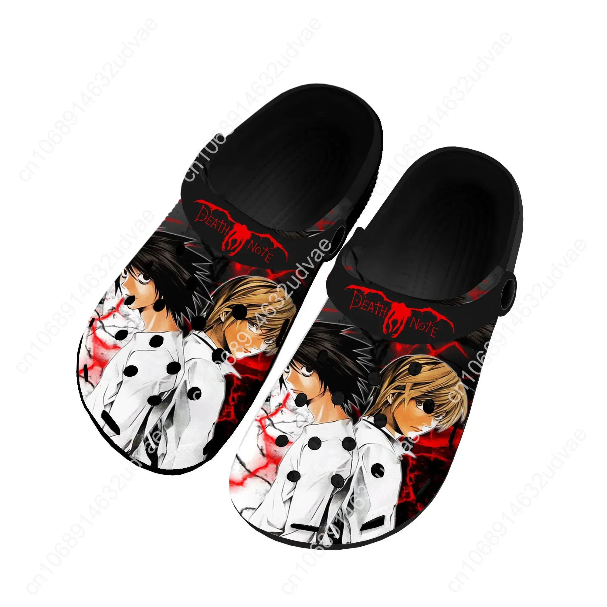 Anime Death Note Yagami Lawliet L Home Clogs Custom sepatu Air pria wanita remaja sepatu taman bakiak pantai lubang hitam sandal