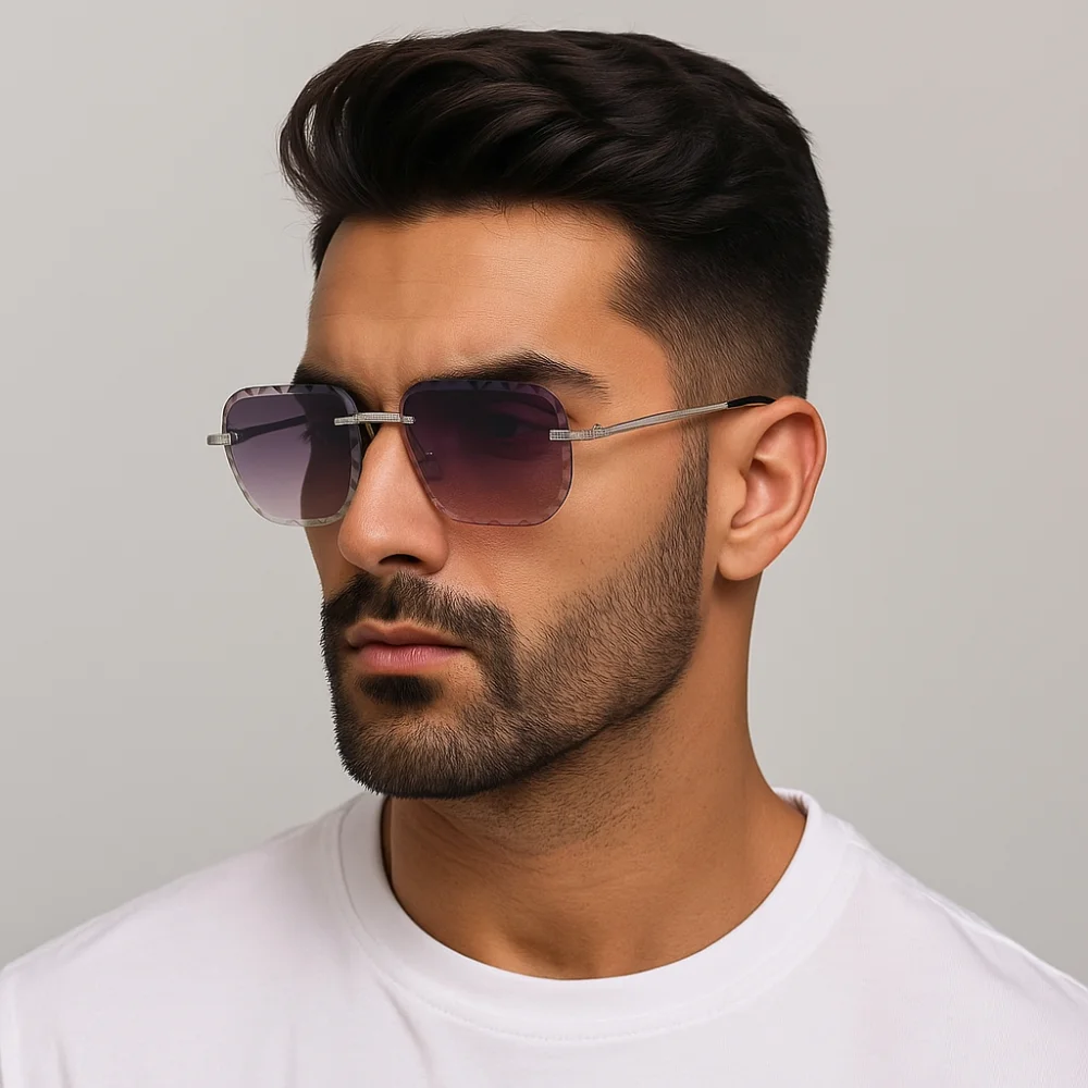

Personality UV 400 Rimless Sunglasses Frameless Square Men Sunglasses Shade Small Driving Eyewear Streetwear