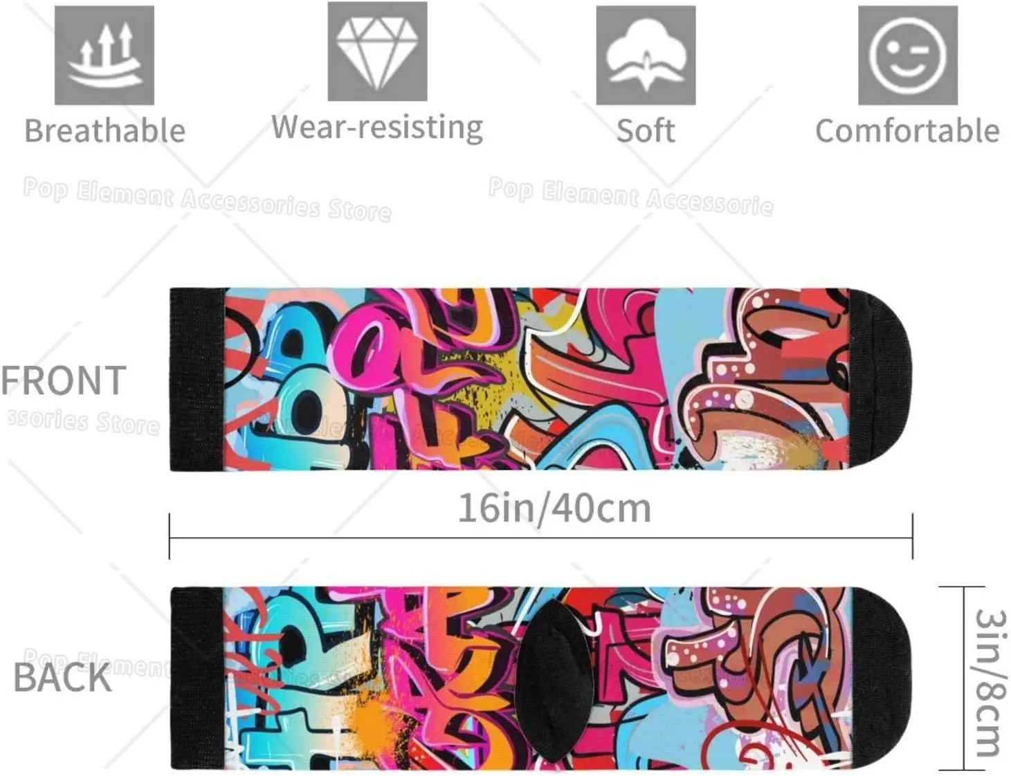 Hip Hop Wall Urban Art Graffiti Socks Novelty and Interesting Socks for Men and Women