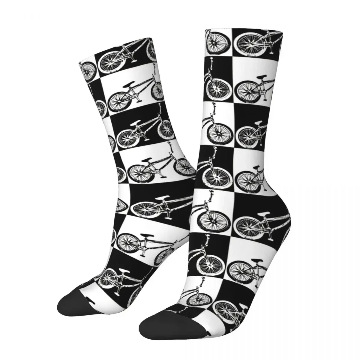 Funny Men's Socks Bmx Freestyle Retro Harajuku Bicycle Bike Hip Hop Novelty Crew Crazy Sock Gift Pattern Printed