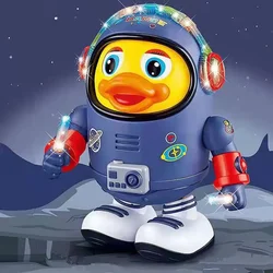 Juguetes interactivos de música de baile eléctrico para niños, Robot de baile de pato espacial eléctrico, ligero y con sonido, regalo de cumpleaños para niños