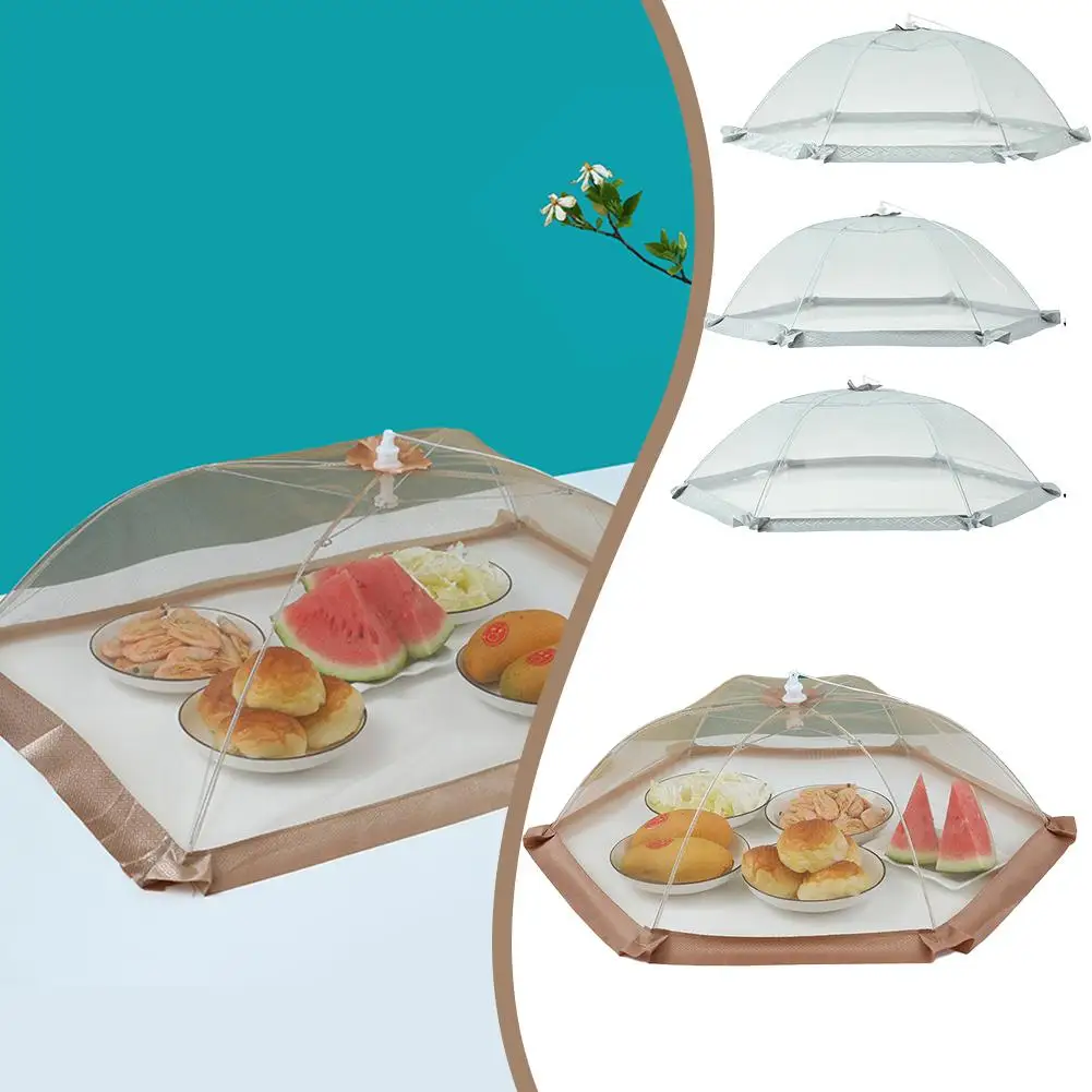 Foldable Food Covers Mesh Anti Fly Mosquito Meal Food Dish Supplies Cover Kitchen Picnic Cover Umbrella Meal Covers B3w5