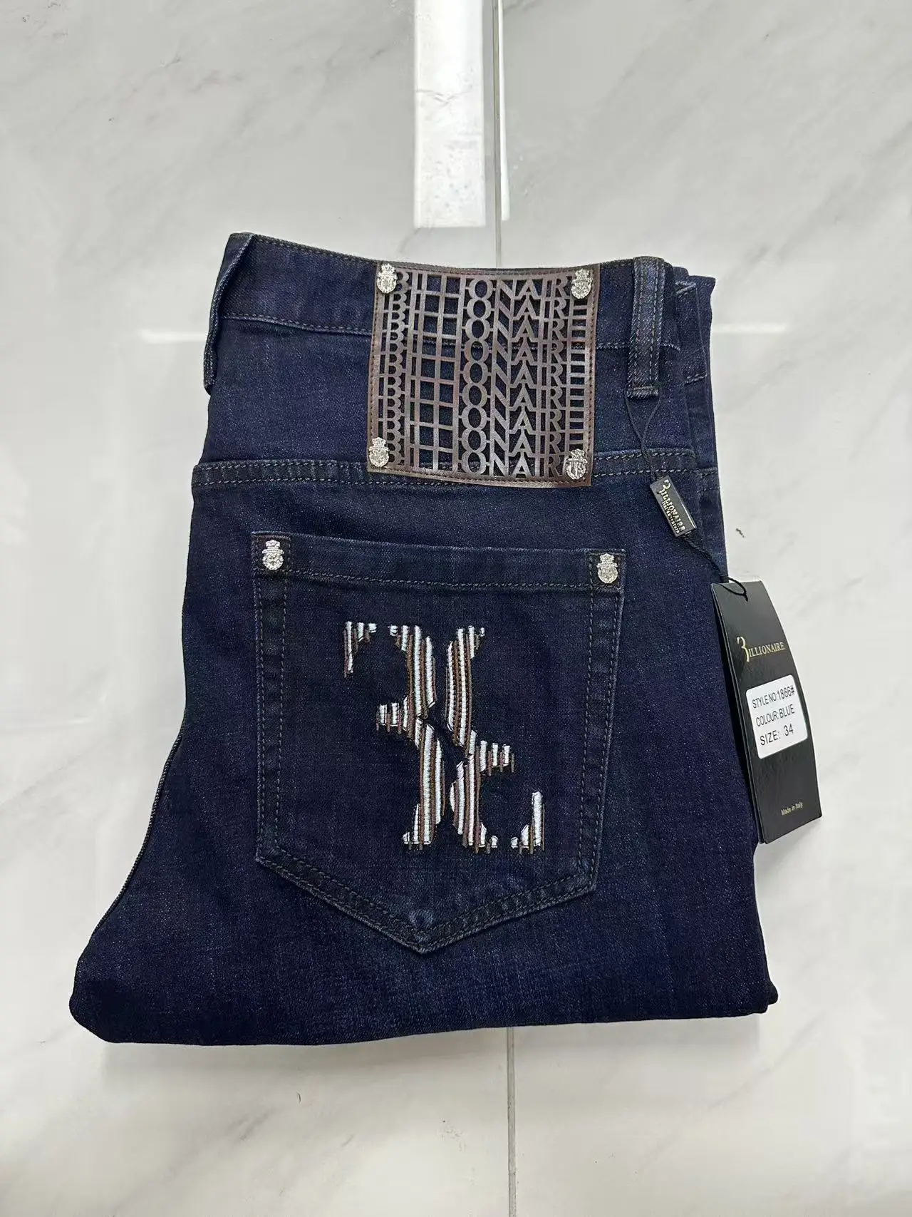 OECHSLI Jeans Cotton Thick Men 2027 new Embroidery elasticity zipper outdoors High quality comfortable Big size 34-42 long Pants